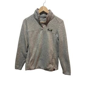 L.L. Bean pullover sweater fleece snaps heather gray sz S EUC